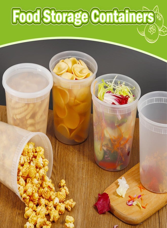 Dyrfolm 50 Pack 32oz Plastic Food Storage Containers, Leakproof Clear Soup Containers With Airtight Lids, Heavy-Duty Deli Containers, Stackable, Freezer, Dishwasher, Microwave Safe - Image 4